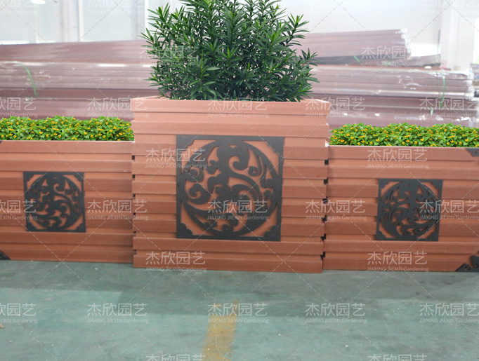 PVC红木色古典纹样组合花箱